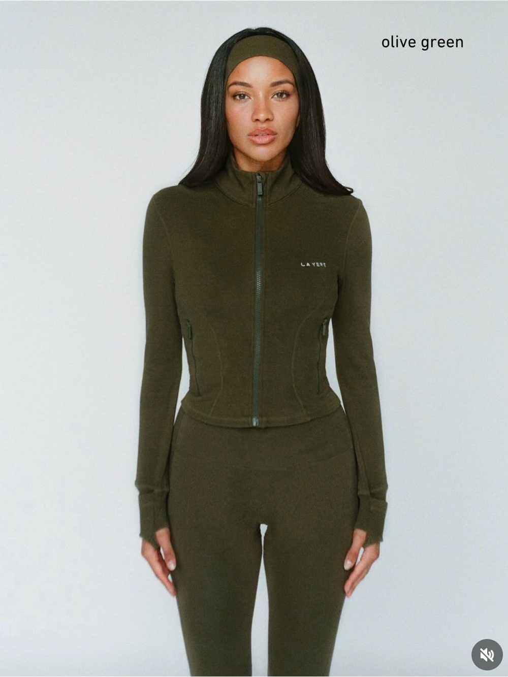 LAYERE Olive Green Zip-Front Active Jacket Brandnew